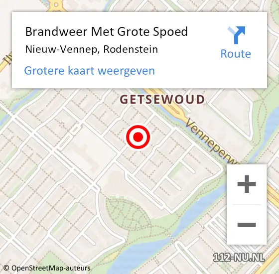 Locatie op kaart van de 112 melding: Brandweer Met Grote Spoed Naar Nieuw-Vennep, Rodenstein op 26 januari 2024 20:42