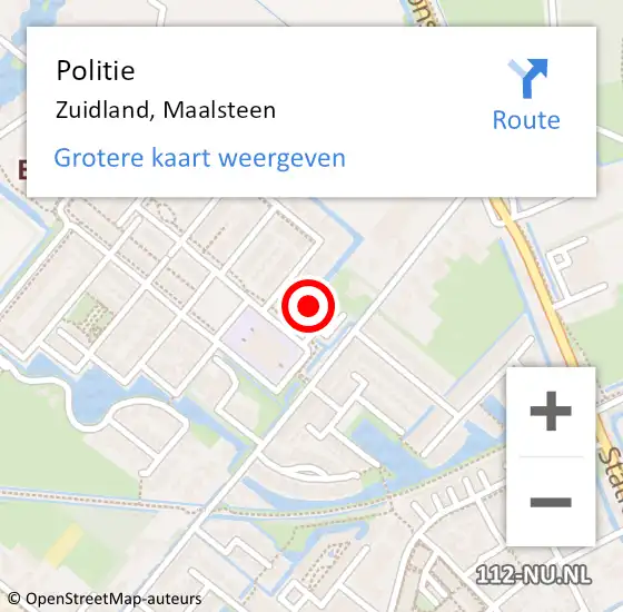 Locatie op kaart van de 112 melding: Politie Zuidland, Maalsteen op 26 januari 2024 20:59