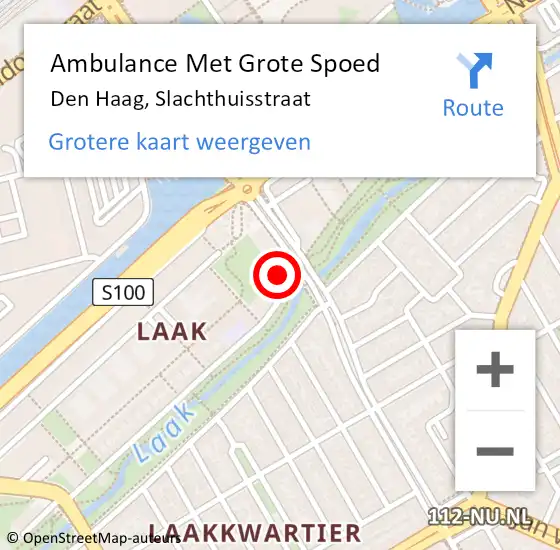 Locatie op kaart van de 112 melding: Ambulance Met Grote Spoed Naar Den Haag, Slachthuisstraat op 26 januari 2024 21:14