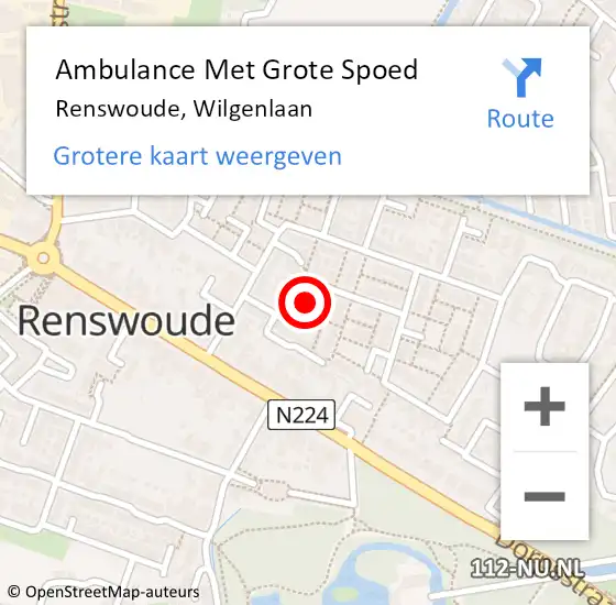 Locatie op kaart van de 112 melding: Ambulance Met Grote Spoed Naar Renswoude, Wilgenlaan op 9 september 2013 16:59