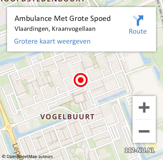 Locatie op kaart van de 112 melding: Ambulance Met Grote Spoed Naar Vlaardingen, Kraanvogellaan op 26 januari 2024 21:32