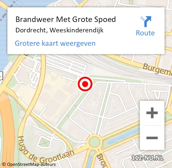 Locatie op kaart van de 112 melding: Brandweer Met Grote Spoed Naar Dordrecht, Weeskinderendijk op 26 januari 2024 21:52