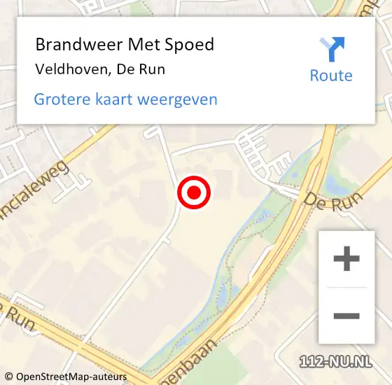 Locatie op kaart van de 112 melding: Brandweer Met Spoed Naar Veldhoven, De Run op 26 januari 2024 22:12
