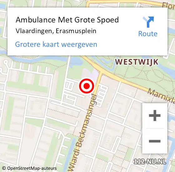 Locatie op kaart van de 112 melding: Ambulance Met Grote Spoed Naar Vlaardingen, Erasmusplein op 26 januari 2024 22:28