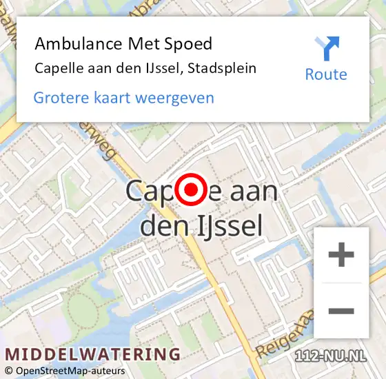 Locatie op kaart van de 112 melding: Ambulance Met Spoed Naar Capelle aan den IJssel, Stadsplein op 26 januari 2024 22:41