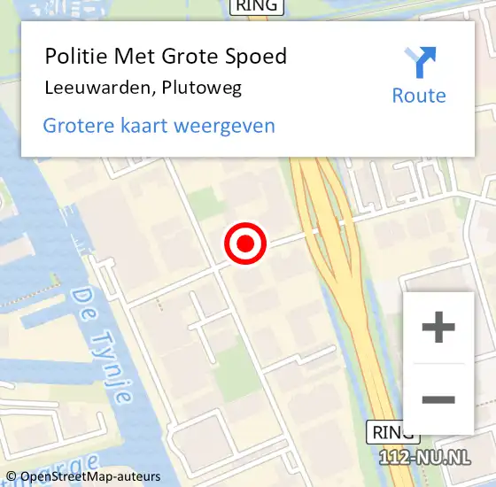 Locatie op kaart van de 112 melding: Politie Met Grote Spoed Naar Leeuwarden, Plutoweg op 26 januari 2024 22:57