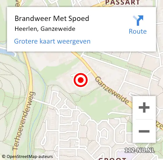 Locatie op kaart van de 112 melding: Brandweer Met Spoed Naar Heerlen, Ganzeweide op 26 januari 2024 23:23