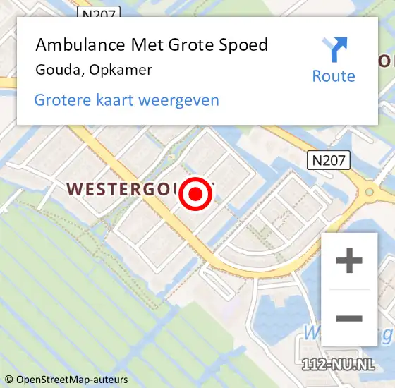 Locatie op kaart van de 112 melding: Ambulance Met Grote Spoed Naar Gouda, Opkamer op 26 januari 2024 23:27