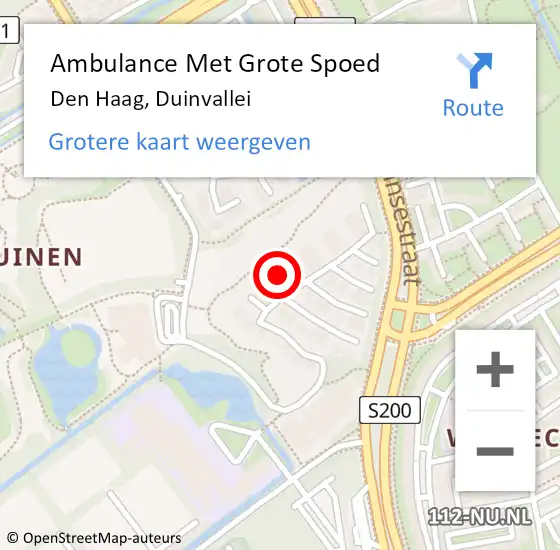 Locatie op kaart van de 112 melding: Ambulance Met Grote Spoed Naar Den Haag, Duinvallei op 27 januari 2024 00:00