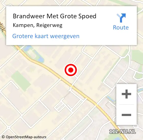 Locatie op kaart van de 112 melding: Brandweer Met Grote Spoed Naar Kampen, Reigerweg op 27 januari 2024 00:03