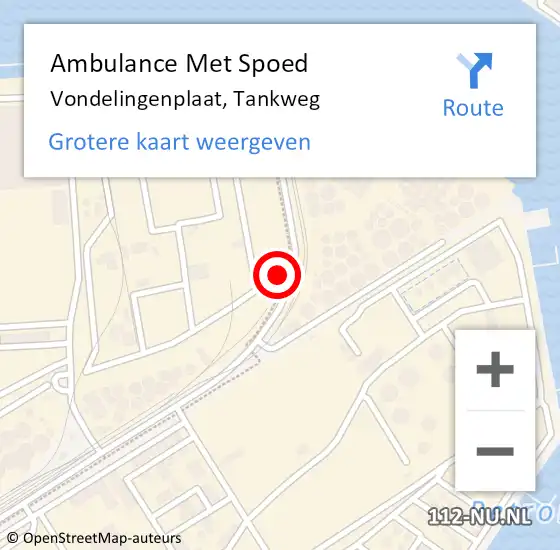 Locatie op kaart van de 112 melding: Ambulance Met Spoed Naar Vondelingenplaat, Tankweg op 27 januari 2024 00:06
