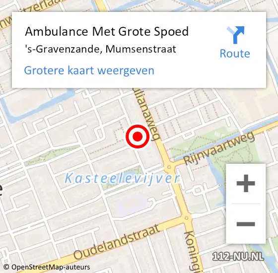 Locatie op kaart van de 112 melding: Ambulance Met Grote Spoed Naar 's-Gravenzande, Mumsenstraat op 27 januari 2024 00:23