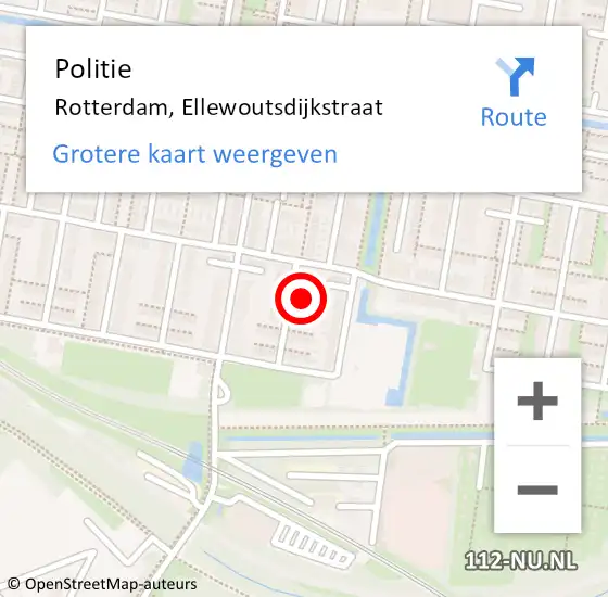 Locatie op kaart van de 112 melding: Politie Rotterdam, Ellewoutsdijkstraat op 27 januari 2024 00:42