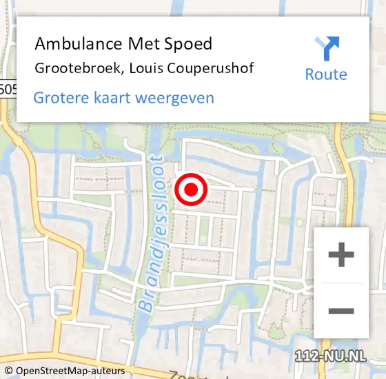 Locatie op kaart van de 112 melding: Ambulance Met Spoed Naar Grootebroek, Louis Couperushof op 27 januari 2024 01:00