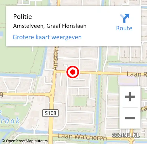 Locatie op kaart van de 112 melding: Politie Amstelveen, Graaf Florislaan op 23 september 2014 16:17