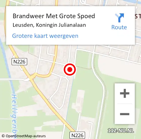 Locatie op kaart van de 112 melding: Brandweer Met Grote Spoed Naar Leusden, Koningin Julianalaan op 27 januari 2024 01:39