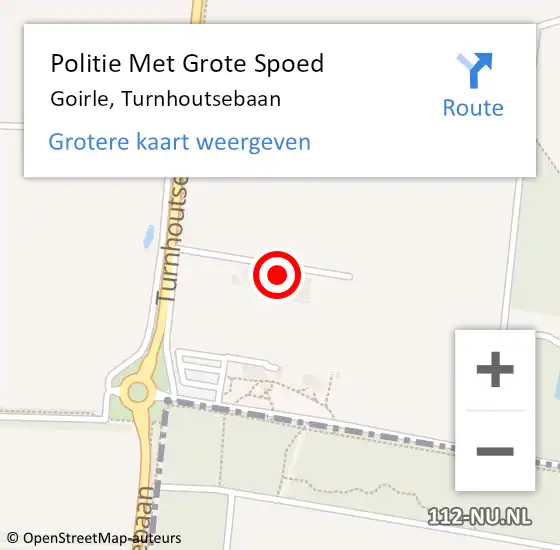 Locatie op kaart van de 112 melding: Politie Met Grote Spoed Naar Goirle, Turnhoutsebaan op 27 januari 2024 01:50