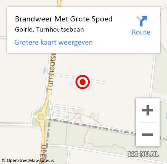 Locatie op kaart van de 112 melding: Brandweer Met Grote Spoed Naar Goirle, Turnhoutsebaan op 27 januari 2024 01:52