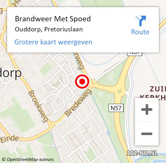Locatie op kaart van de 112 melding: Brandweer Met Spoed Naar Ouddorp, Pretoriuslaan op 27 januari 2024 04:23