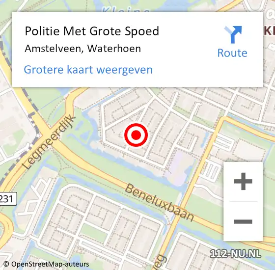 Locatie op kaart van de 112 melding: Politie Met Grote Spoed Naar Amstelveen, Waterhoen op 27 januari 2024 04:44