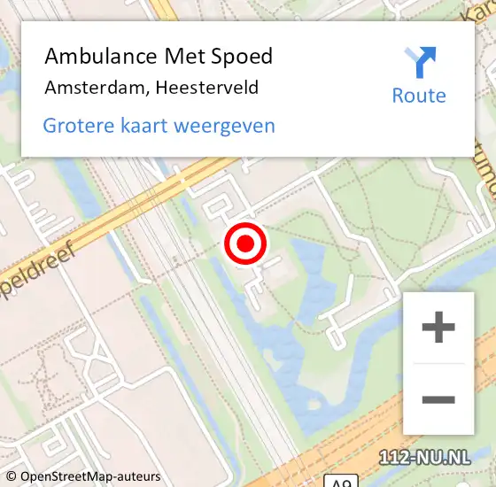 Locatie op kaart van de 112 melding: Ambulance Met Spoed Naar Amsterdam, Heesterveld op 27 januari 2024 06:06