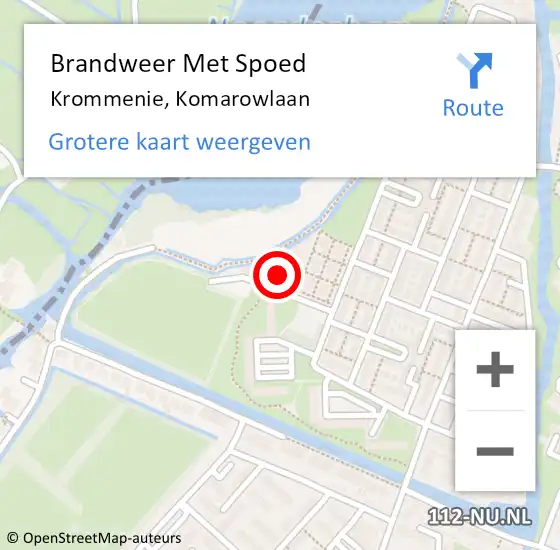 Locatie op kaart van de 112 melding: Brandweer Met Spoed Naar Krommenie, Komarowlaan op 27 januari 2024 06:28