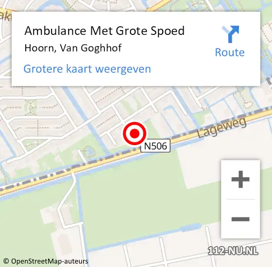 Locatie op kaart van de 112 melding: Ambulance Met Grote Spoed Naar Hoorn, Van Goghhof op 27 januari 2024 06:46