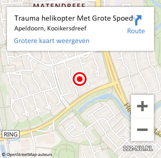 Locatie op kaart van de 112 melding: Trauma helikopter Met Grote Spoed Naar Apeldoorn, Kooikersdreef op 27 januari 2024 07:13