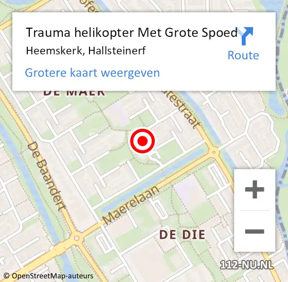 Locatie op kaart van de 112 melding: Trauma helikopter Met Grote Spoed Naar Heemskerk, Hallsteinerf op 27 januari 2024 07:15