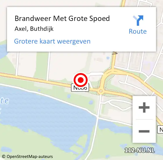 Locatie op kaart van de 112 melding: Brandweer Met Grote Spoed Naar Axel, Buthdijk op 27 januari 2024 07:30