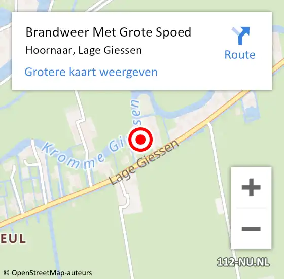 Locatie op kaart van de 112 melding: Brandweer Met Grote Spoed Naar Hoornaar, Lage Giessen op 27 januari 2024 08:01