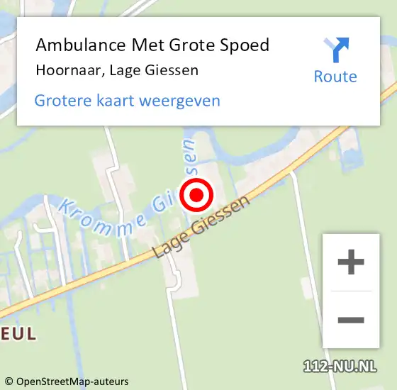 Locatie op kaart van de 112 melding: Ambulance Met Grote Spoed Naar Hoornaar, Lage Giessen op 27 januari 2024 08:08