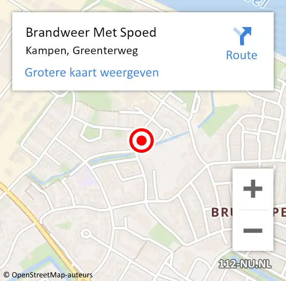 Locatie op kaart van de 112 melding: Brandweer Met Spoed Naar Kampen, Greenterweg op 27 januari 2024 08:16