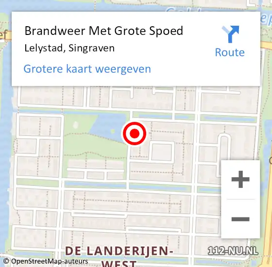 Locatie op kaart van de 112 melding: Brandweer Met Grote Spoed Naar Lelystad, Singraven op 27 januari 2024 08:56