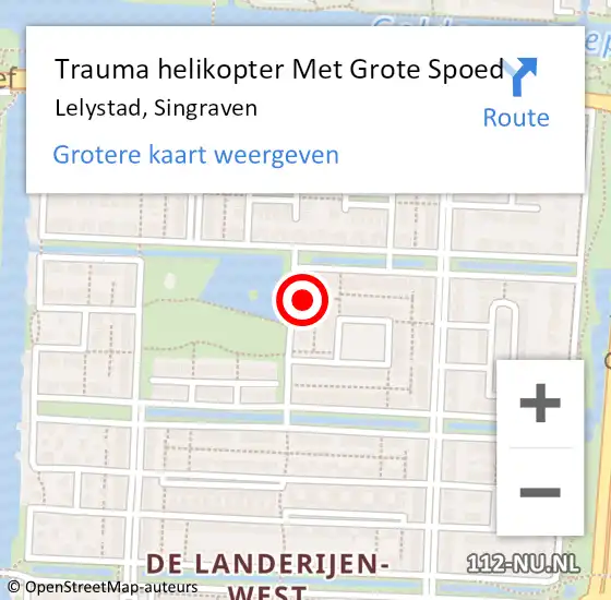 Locatie op kaart van de 112 melding: Trauma helikopter Met Grote Spoed Naar Lelystad, Singraven op 27 januari 2024 08:58