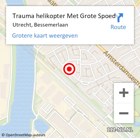 Locatie op kaart van de 112 melding: Trauma helikopter Met Grote Spoed Naar Utrecht, Bessemerlaan op 27 januari 2024 08:59