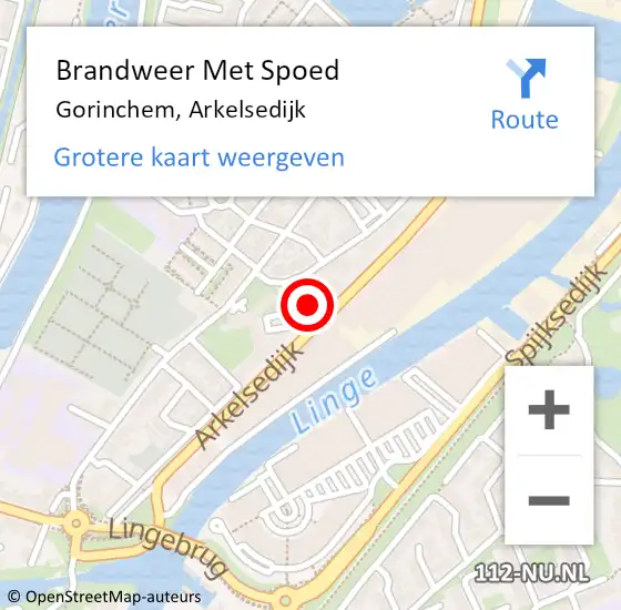 Locatie op kaart van de 112 melding: Brandweer Met Spoed Naar Gorinchem, Arkelsedijk op 27 januari 2024 09:03