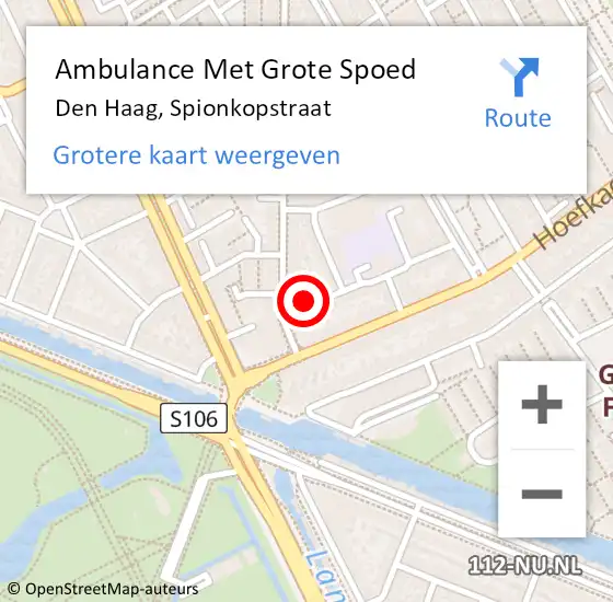 Locatie op kaart van de 112 melding: Ambulance Met Grote Spoed Naar Den Haag, Spionkopstraat op 27 januari 2024 09:11