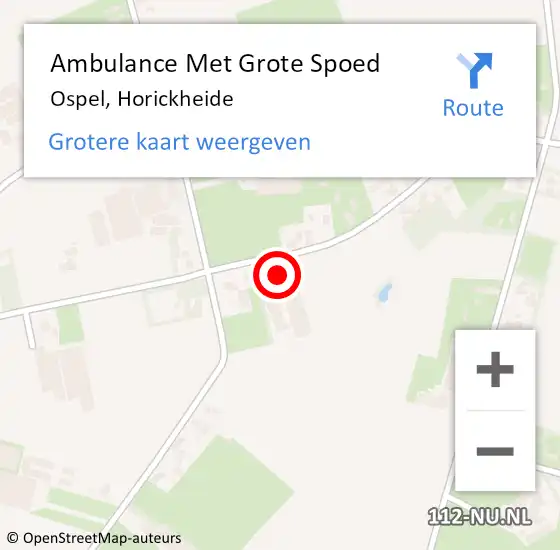 Locatie op kaart van de 112 melding: Ambulance Met Grote Spoed Naar Ospel, Horickheide op 27 januari 2024 09:14