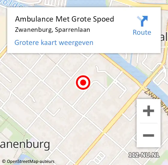 Locatie op kaart van de 112 melding: Ambulance Met Grote Spoed Naar Zwanenburg, Sparrenlaan op 27 januari 2024 09:27