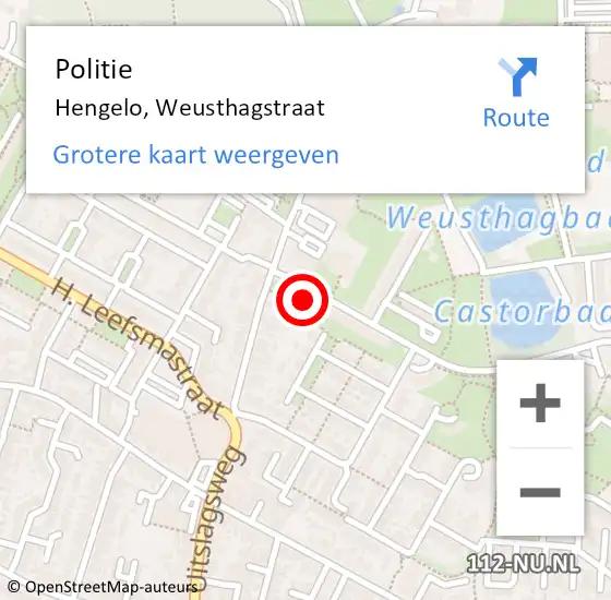 Locatie op kaart van de 112 melding: Politie Hengelo, Weusthagstraat op 27 januari 2024 09:32