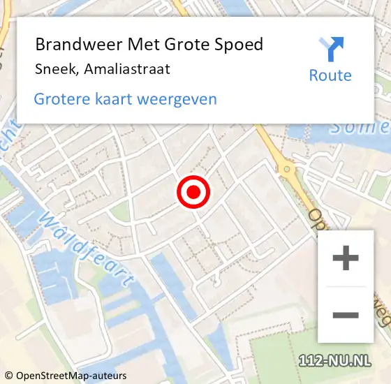 Locatie op kaart van de 112 melding: Brandweer Met Grote Spoed Naar Sneek, Amaliastraat op 23 september 2014 16:41