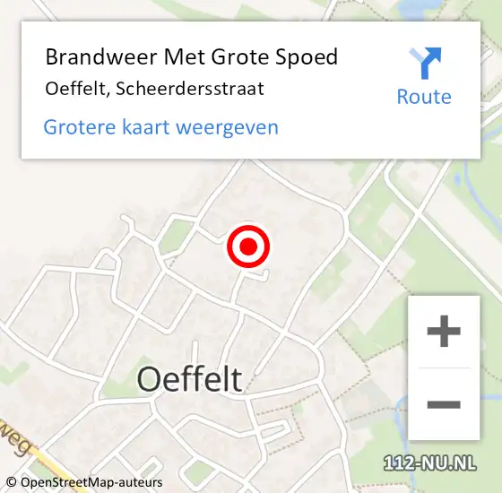 Locatie op kaart van de 112 melding: Brandweer Met Grote Spoed Naar Oeffelt, Scheerdersstraat op 27 januari 2024 09:42