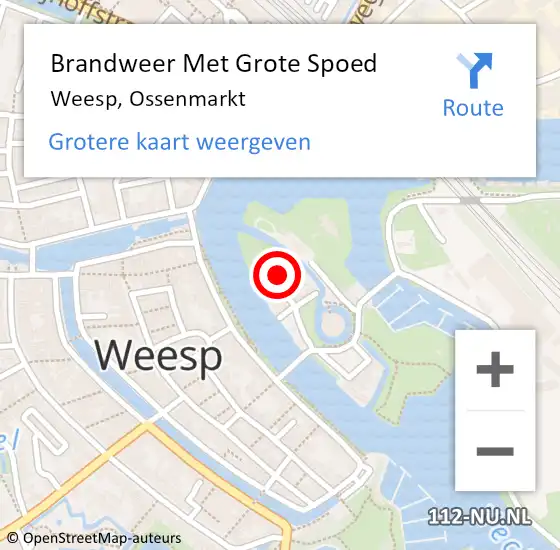 Locatie op kaart van de 112 melding: Brandweer Met Grote Spoed Naar Weesp, Ossenmarkt op 27 januari 2024 09:45