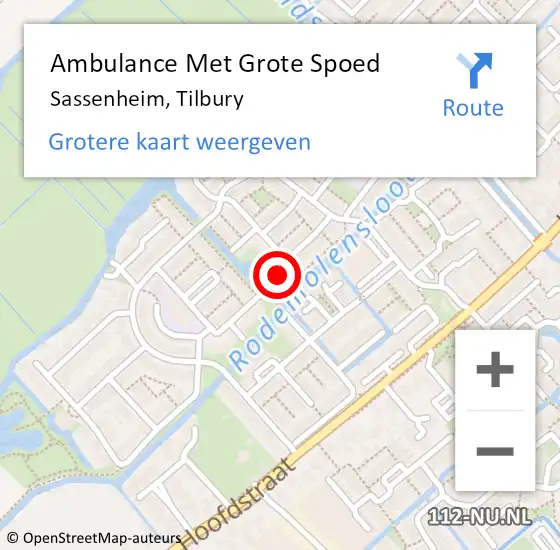 Locatie op kaart van de 112 melding: Ambulance Met Grote Spoed Naar Sassenheim, Tilbury op 27 januari 2024 10:34