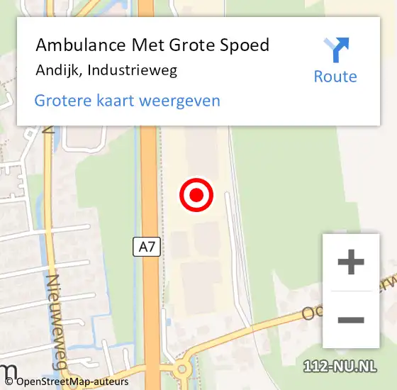 Locatie op kaart van de 112 melding: Ambulance Met Grote Spoed Naar Andijk, Industrieweg op 27 januari 2024 10:38