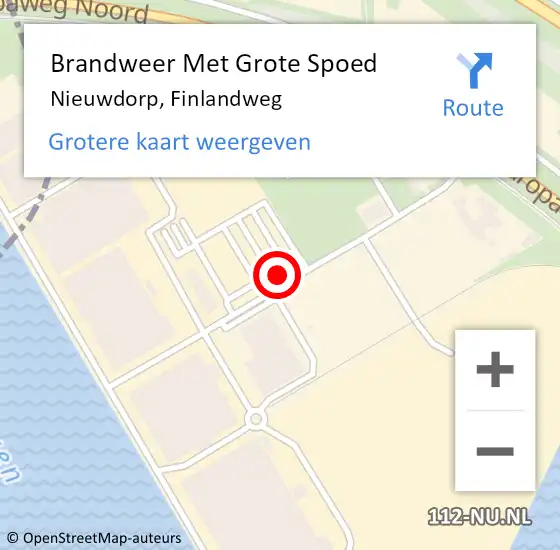 Locatie op kaart van de 112 melding: Brandweer Met Grote Spoed Naar Nieuwdorp, Finlandweg op 23 september 2014 16:44