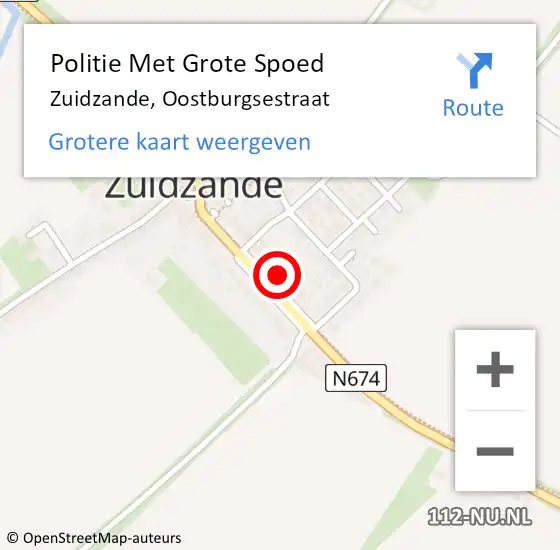 Locatie op kaart van de 112 melding: Politie Met Grote Spoed Naar Zuidzande, Oostburgsestraat op 27 januari 2024 11:01