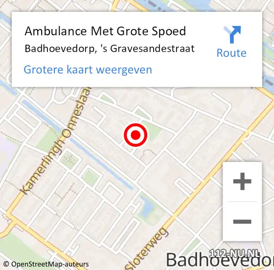 Locatie op kaart van de 112 melding: Ambulance Met Grote Spoed Naar Badhoevedorp, 's Gravesandestraat op 27 januari 2024 11:11