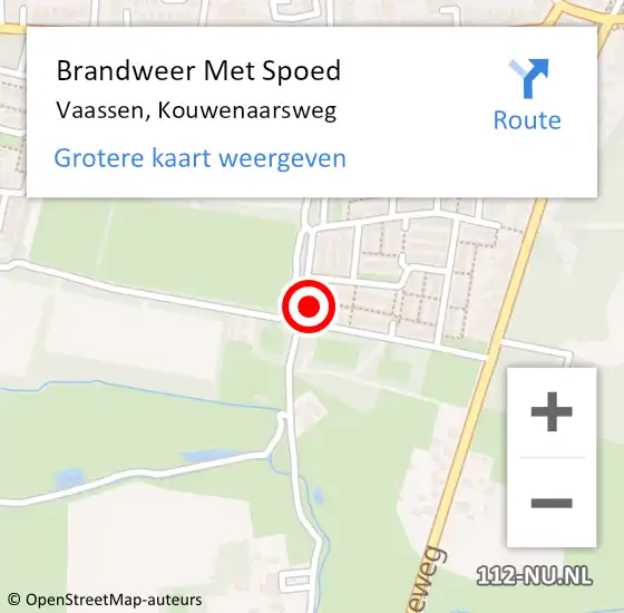 Locatie op kaart van de 112 melding: Brandweer Met Spoed Naar Vaassen, Kouwenaarsweg op 27 januari 2024 11:25